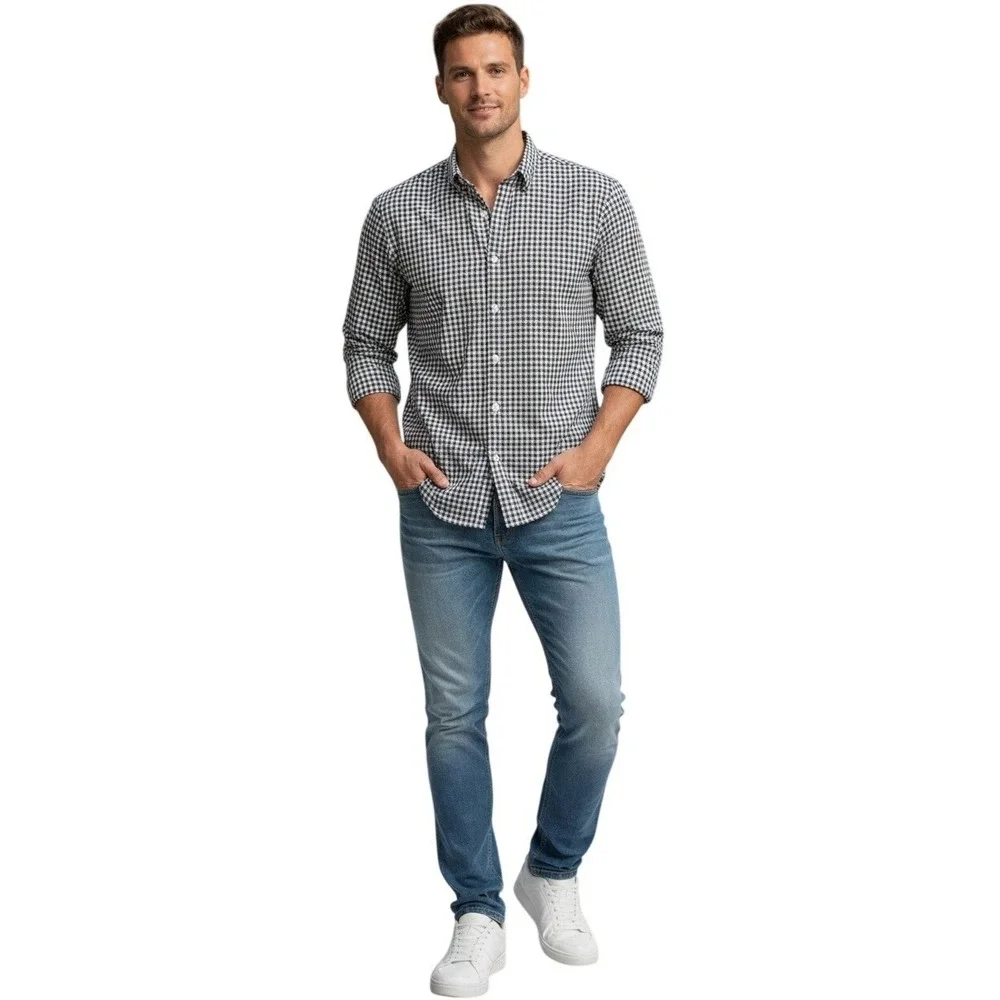 J.Crew Slim Fit Gingham Flex Wrinkle-Free Button Down Shirt‎ M NWOT $98
